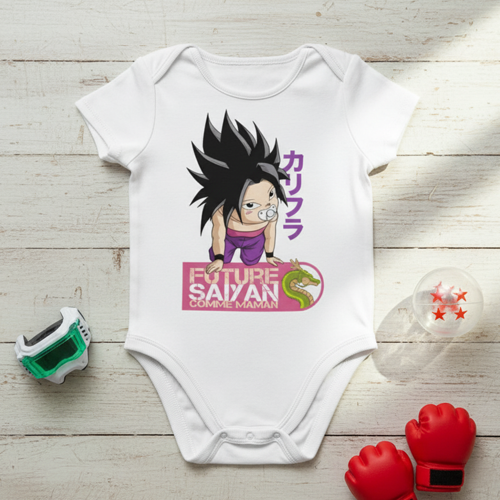 Body bébé Saiyan Caulifla 1 Body bébé Saiyan Caulifla