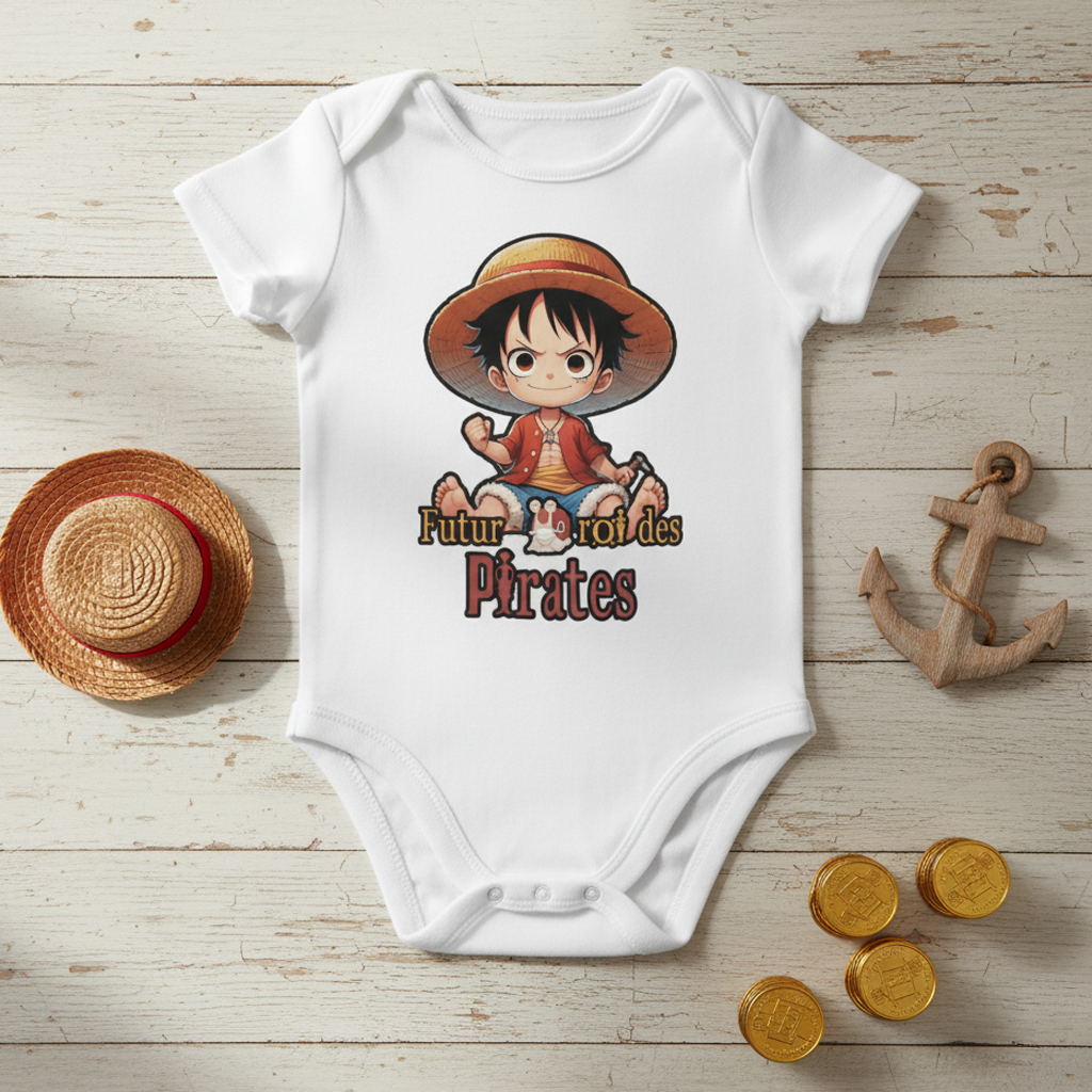 Body bébé Luffy futur roi des pirates 1 Body bébé Luffy futur roi des pirates